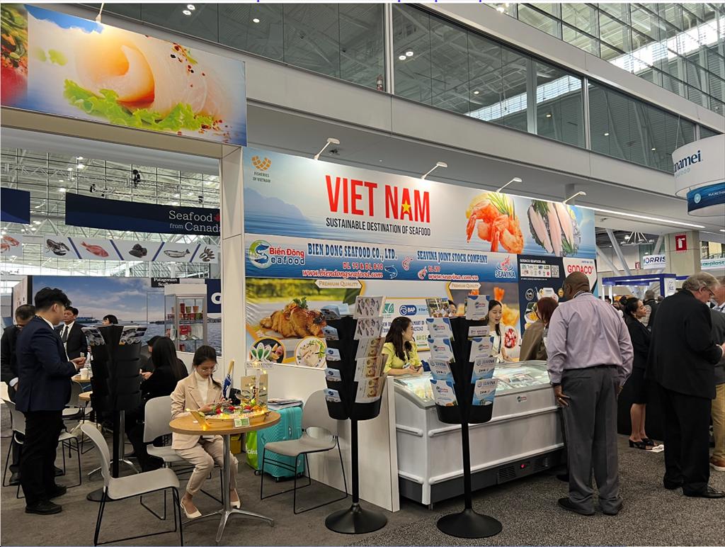 Khu gian hàng thủy sản Việt Nam do VASEP tổ chức tại Seafood Expo North America 2024 ở Boston