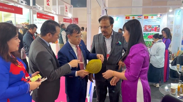 Doanh nghiệp Việt Nam giới thiệu sầu riêng tươi tại hội chợ Indusfood 2026 ở Greater Noida, Ấn Độ