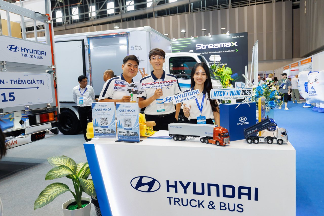 Hyundai commercial vehicle and forklift booth E168 at VILOG 2026 in Ho Chi Minh City