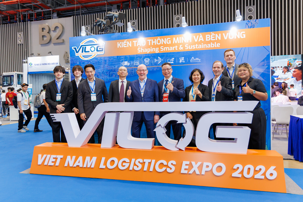 Exhibition hall at VILOG 2026, the Vietnam International Logistics Exhibition at SECC, Ho Chi Minh City