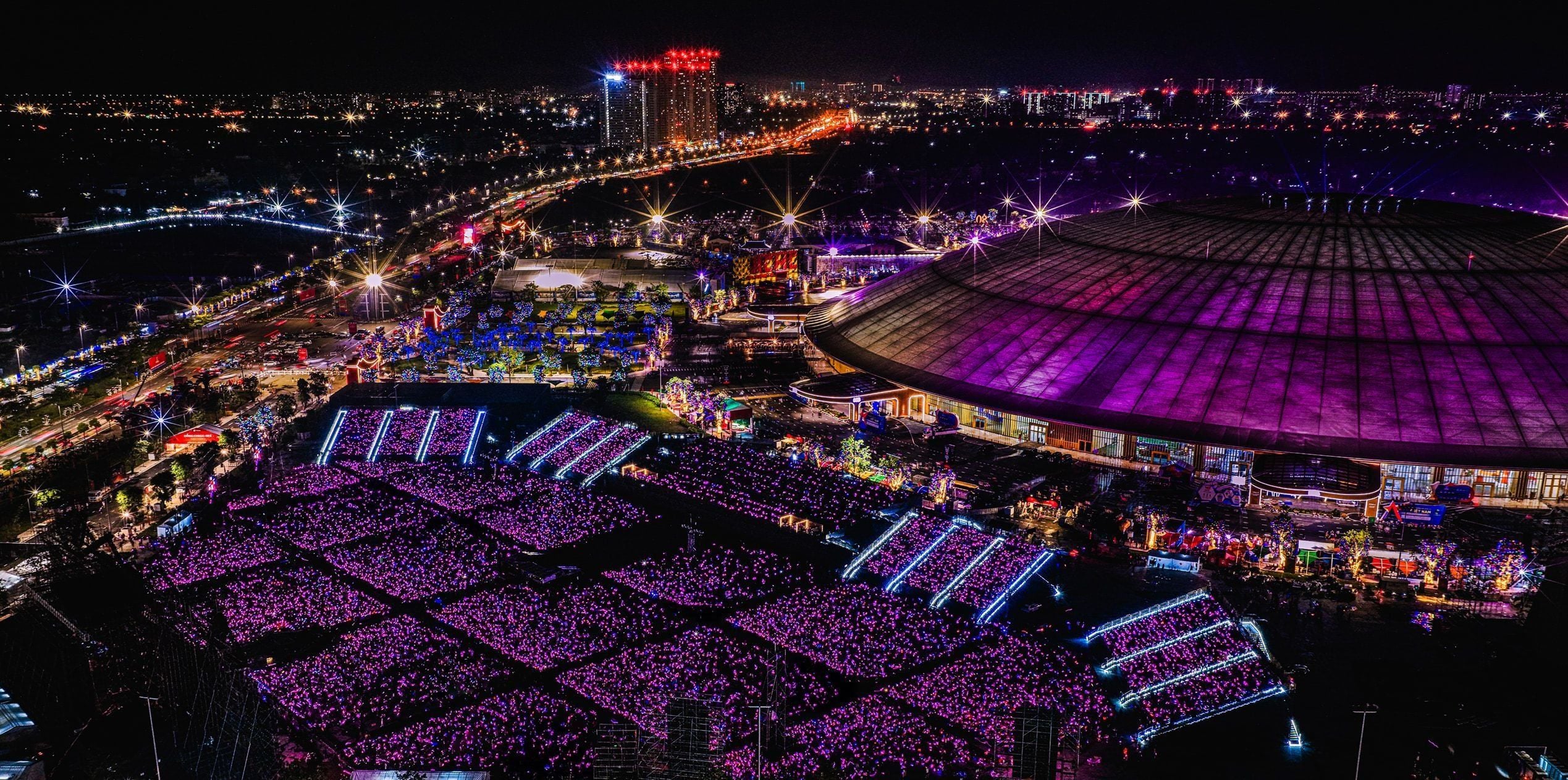 Aerial view of the Vietnam Exhibition Center (VEC) and Kim Quy exhibition hall in Dong Anh, Hanoi