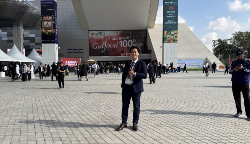 Lối vào Dubai Exhibition Centre trong ngày diễn ra Gulfood 2026