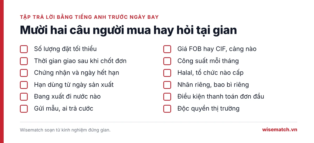Danh sách mười hai câu người mua hay hỏi tại gian hàng hội chợ quốc tế