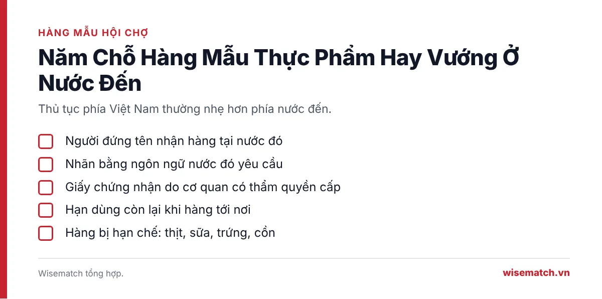 Danh sách năm chỗ hàng mẫu thực phẩm hay vướng ở nước đến khi dự hội chợ