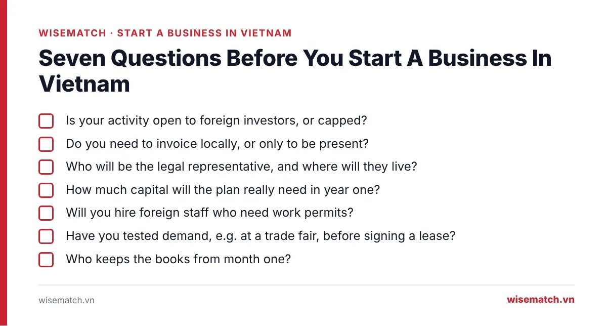 Checklist of seven questions before a foreigner starts a business in Vietnam