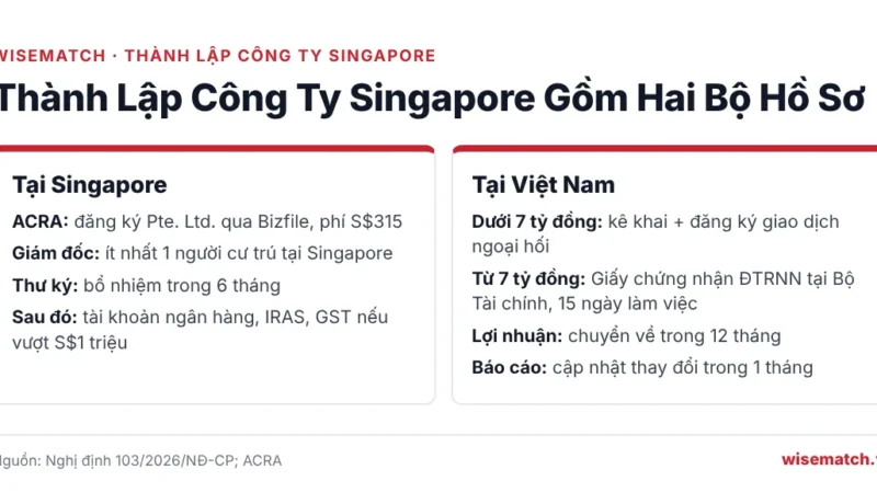 Hai bộ hồ sơ khi doanh nghiệp Việt thành lập công ty tại Singapore, phía ACRA và phía đầu tư ra nước ngoài tại Việt Nam
