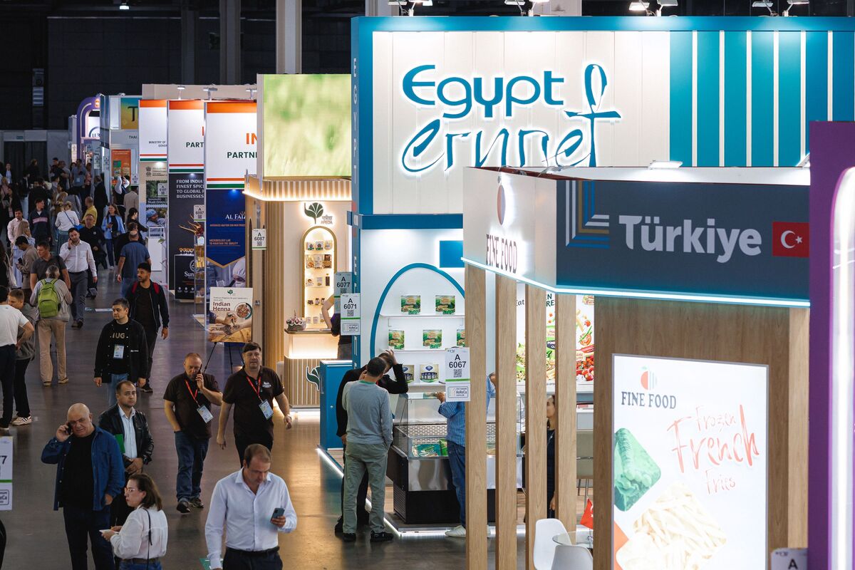 Toàn cảnh khu trưng bày hội chợ WorldFood Moscow 2026 tại Crocus Expo, Moscow