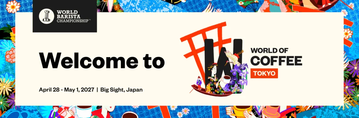 Ảnh nhận diện chính thức của World of Coffee Tokyo 2027, kỳ World of Coffee Asia tại Tokyo Big Sight