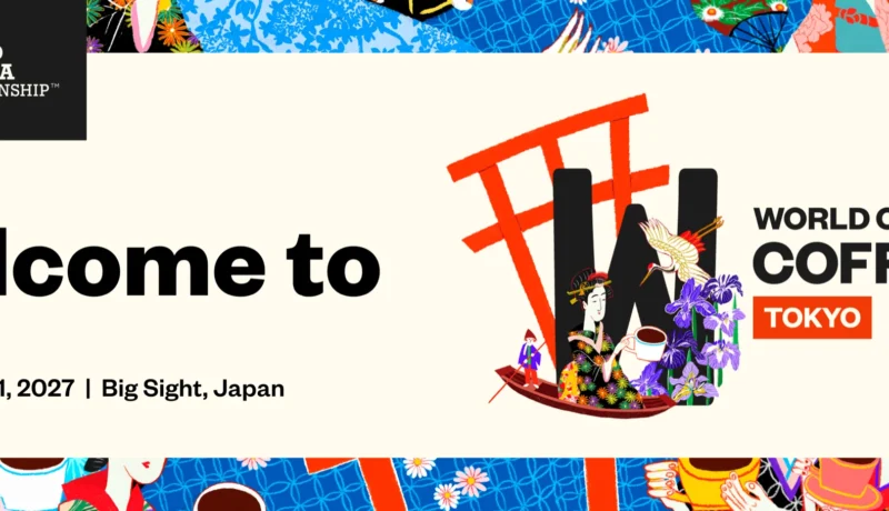 Ảnh nhận diện chính thức của World of Coffee Tokyo 2027, kỳ World of Coffee Asia tại Tokyo Big Sight