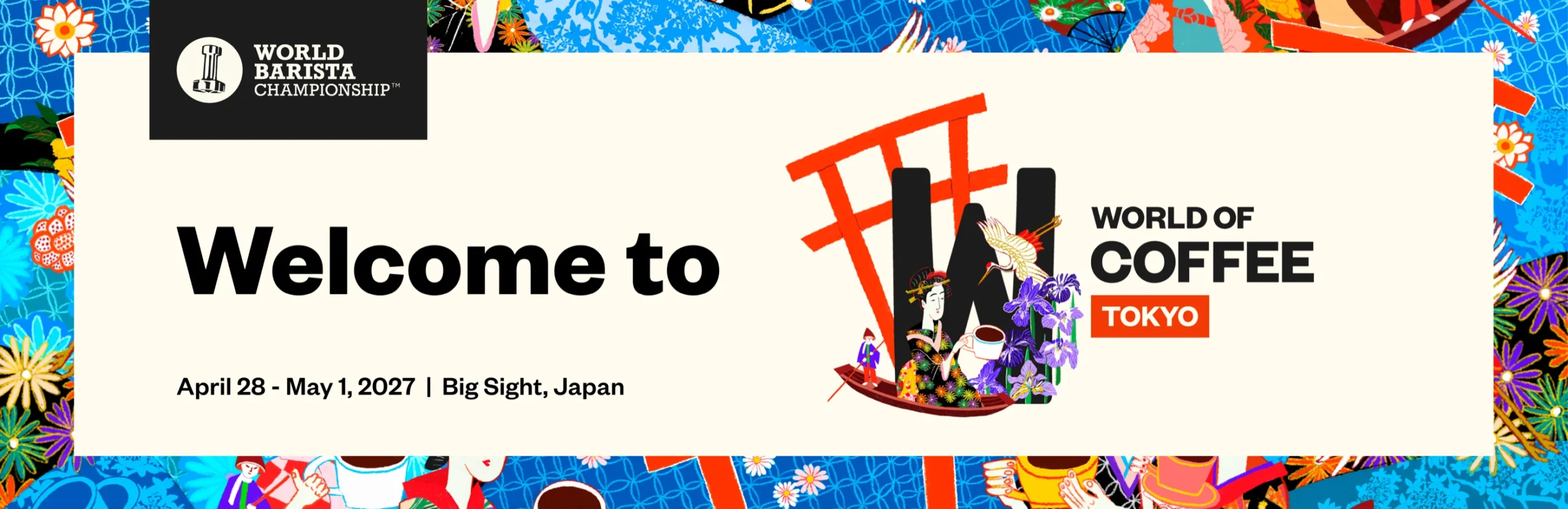 Ảnh nhận diện chính thức của World of Coffee Tokyo 2027, kỳ World of Coffee Asia tại Tokyo Big Sight